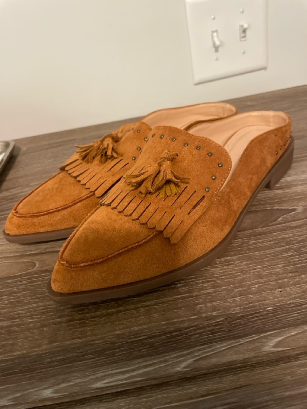 Women’s Loafer Mule Sandals, Size 8 Faux Suede Preppy Classic Normcore